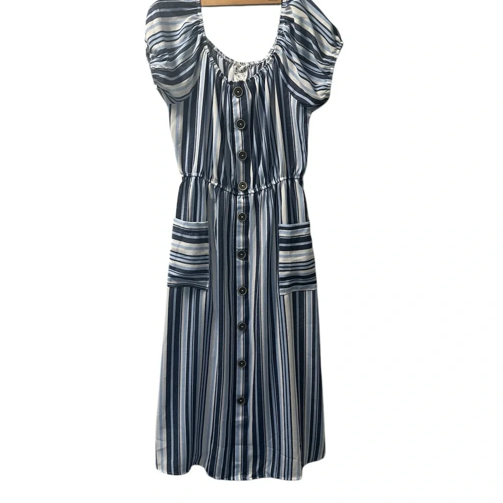 Naïf Striped Blue Dress~ Size M - Picture 1 of 4